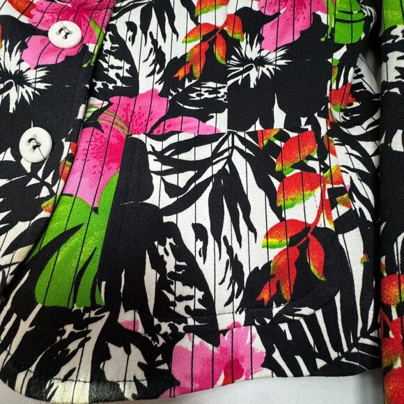 VTG Harve' Benard By Bernard Holtzman Women's Tropical Pin Stripe Floral Blazer - Picture 8 of 8